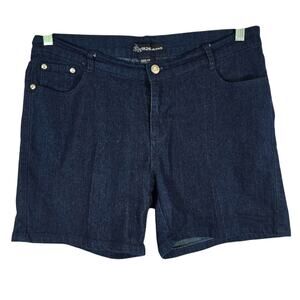 M 1826 Jeans Dark Blue Denim Jean Shorts Womens Size 14 Rhinestone Embellished